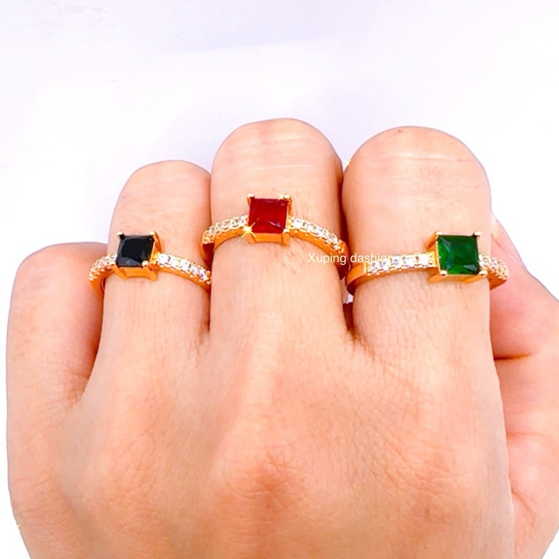 Cincin permata kotak Cincin Wanita Xuping