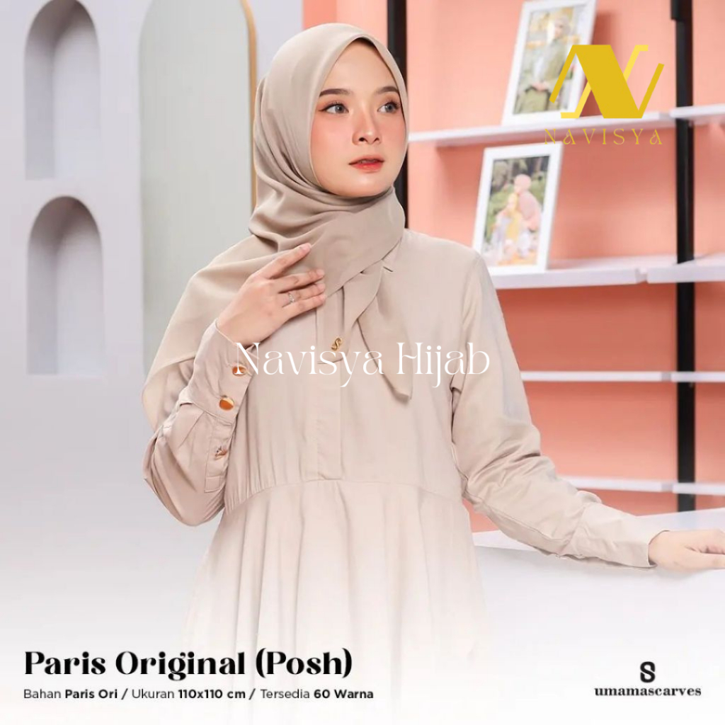 Hijab Segi Empat Paris Original (POSH) Metal Logo Umama Scarves | Hijab Paris Original Umama Scarves
