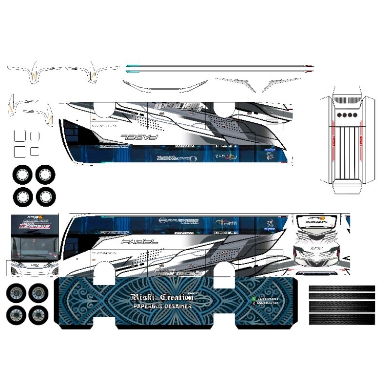 POLA STIKER MINIATUR BUS GRAND VEGASUS JB5