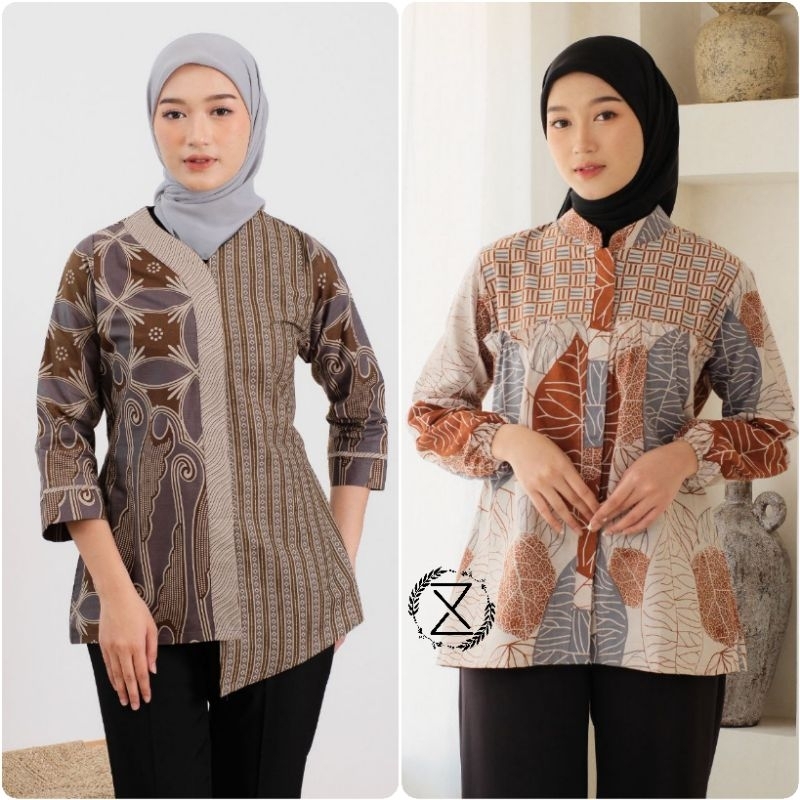 Blouse batik wanita modern | Batik kantor kekinian | Baju batik wanita modern terbaru | Atasan batik