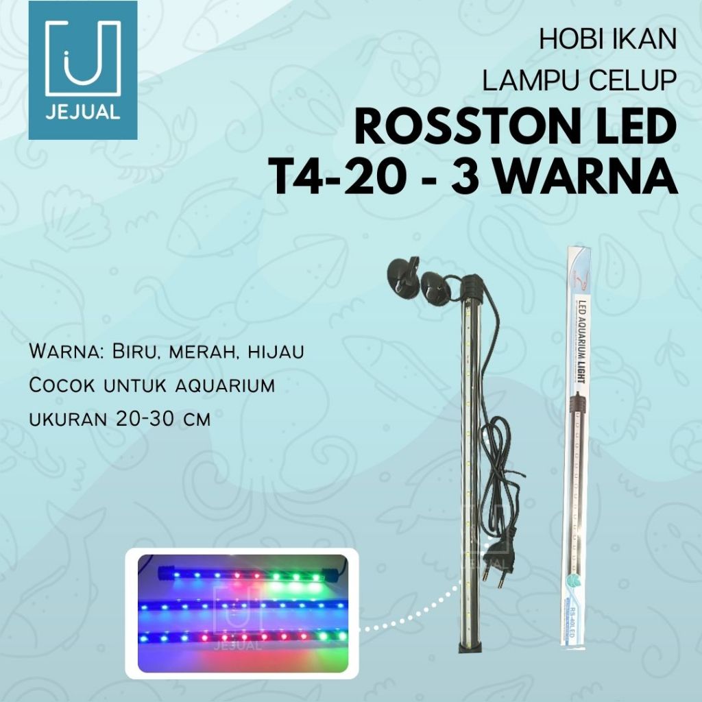 ROSSTON RS T4-20 LED/Lampu Celup Aquarium 3 Warna Merah Biru Hijau