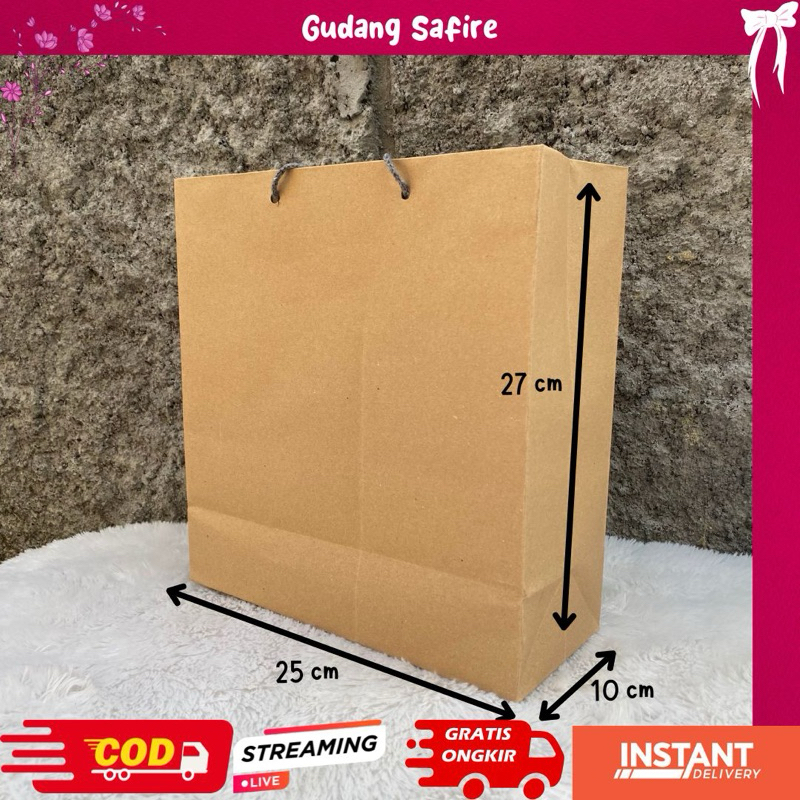 

Paperbag 27x25x10 cm / Paperbag Hampers / Paperbag Coklat Natural