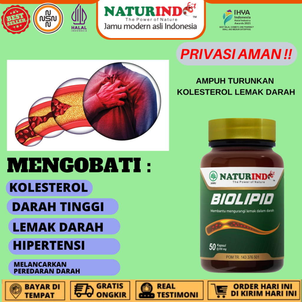 Obat Kolesterol Darah Tinggi Diabetes Kolestrol Hipertensi Penurun Tensi Gula Darah BIOLIPID KAPSUL 