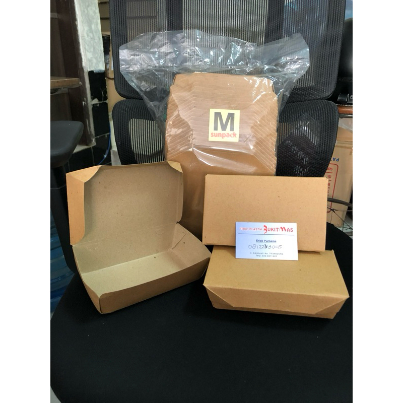paper lunch box m kraft coklat paper lunch box M craft box nasi burger