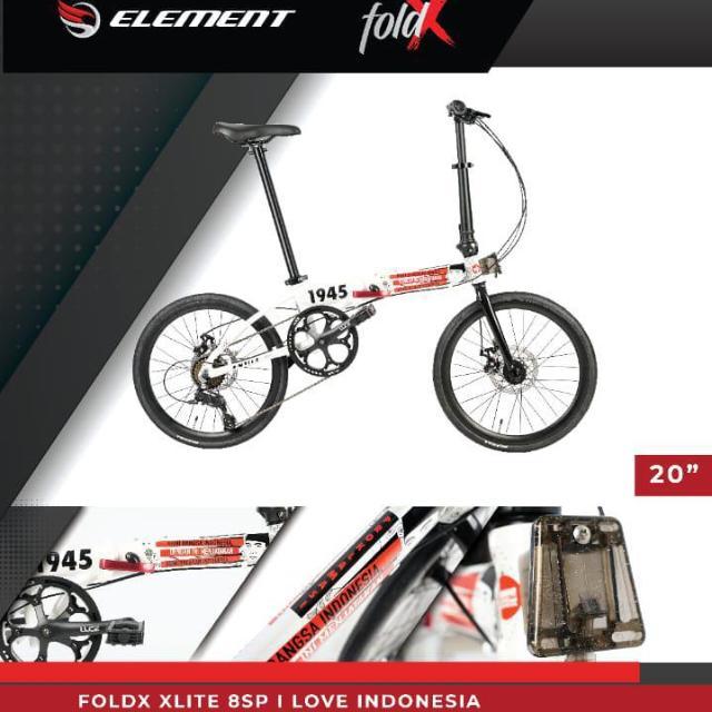 Sepeda Lipat 20 inch FoldX X'Lite by Element Full Alloy 11kg 8 Speed XLite Kemerdekaan, DAMN I Love 