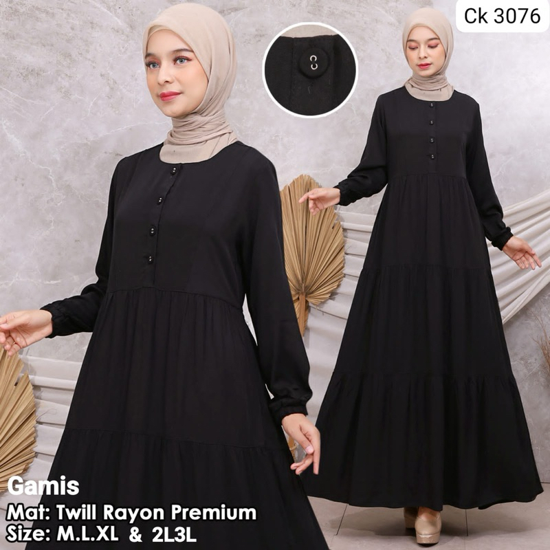 GAMIS RAYON HITAM PUTIH JUMBO BY AGAPE | GAMIS RAYON KHUSUS WARNA HITAM PUTIH BY AGAPE