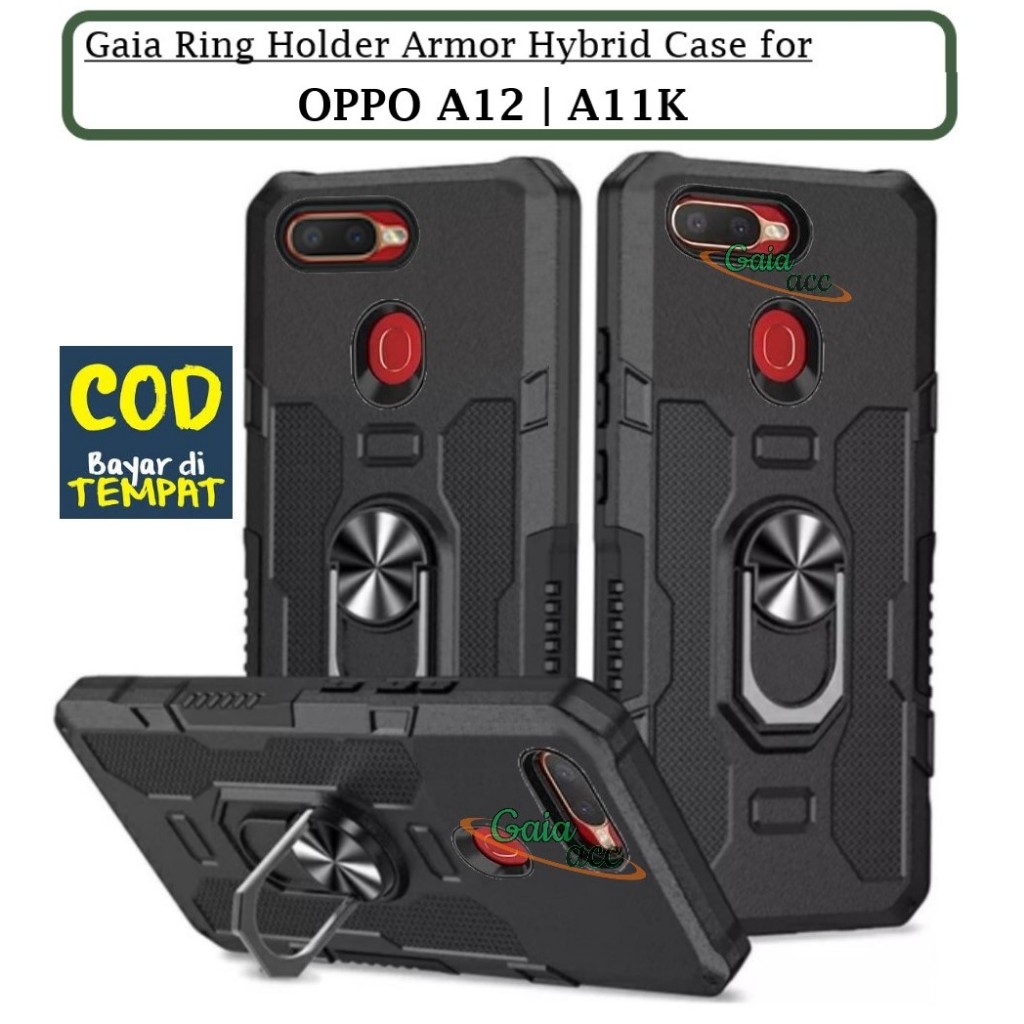 Casing Oppo A11k | A12 Hard Case Ring Armor Robot Case Kickstand Hybrid/Ring Holder casing robot