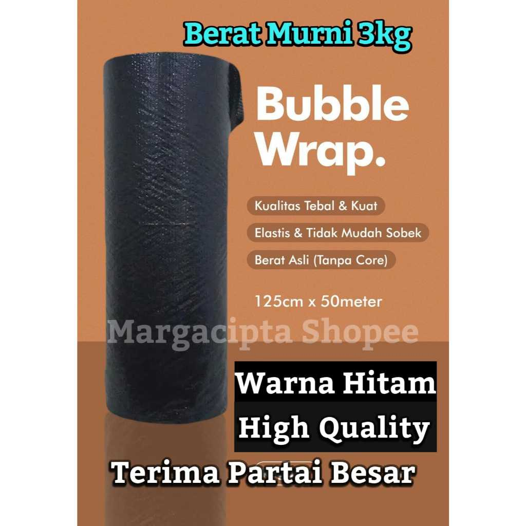 

BUBBLE WRAP HItam DIJAMIN MURNI BERAT MURNI ( panjang 50M ) x (tinggi125 cm ) Asli 50meter PREMIUM