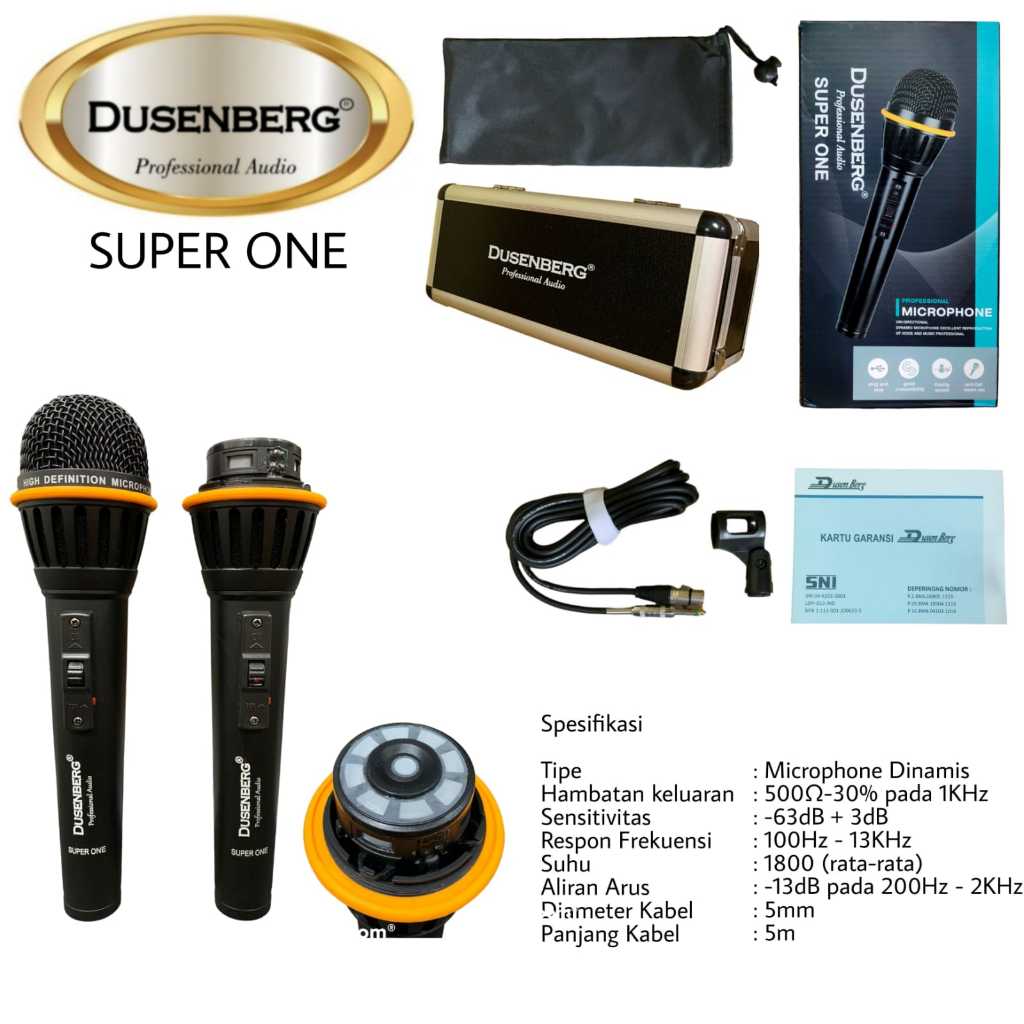 (PAKET) Mic Kabel Karaoke Dusenberg Super One + stand mic full besi