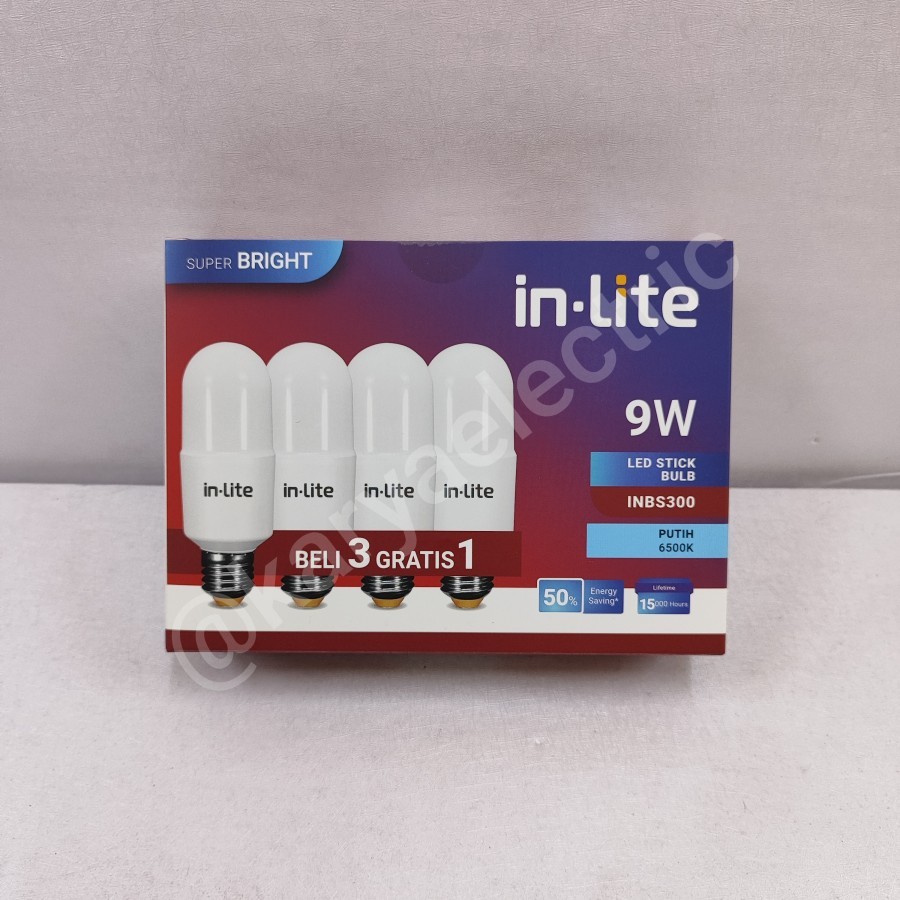 Inlite In-Lite Led Pack Isi 4 Stick Lampu Stick Paket 9watt INBS300 Lampu Bohlam Led Stick In lite