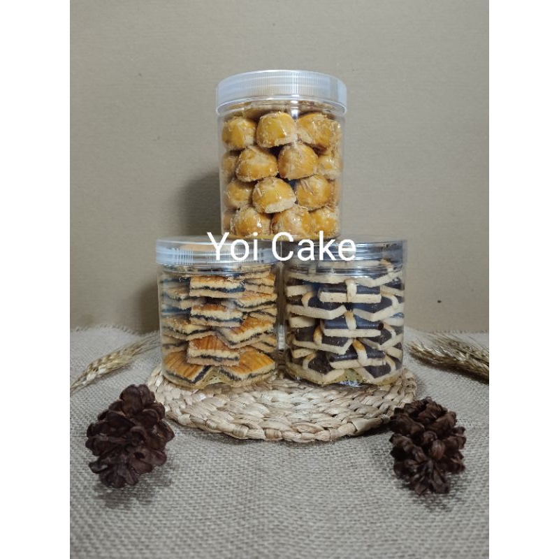 

kue kering Paket 3 Toples (Kue Sultana, Coklat Stik, dan NastarBulat) toples 600ml