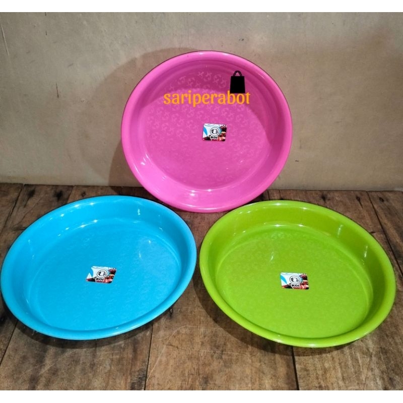 (6 pcs) Nampan Plastik Bulat KOI Warna Warni Polos Bahan foodgrade