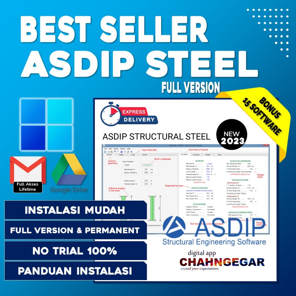ASDIP Structural Steel 2024 6 Full Version Software Desain Struktur Baja balok komposit