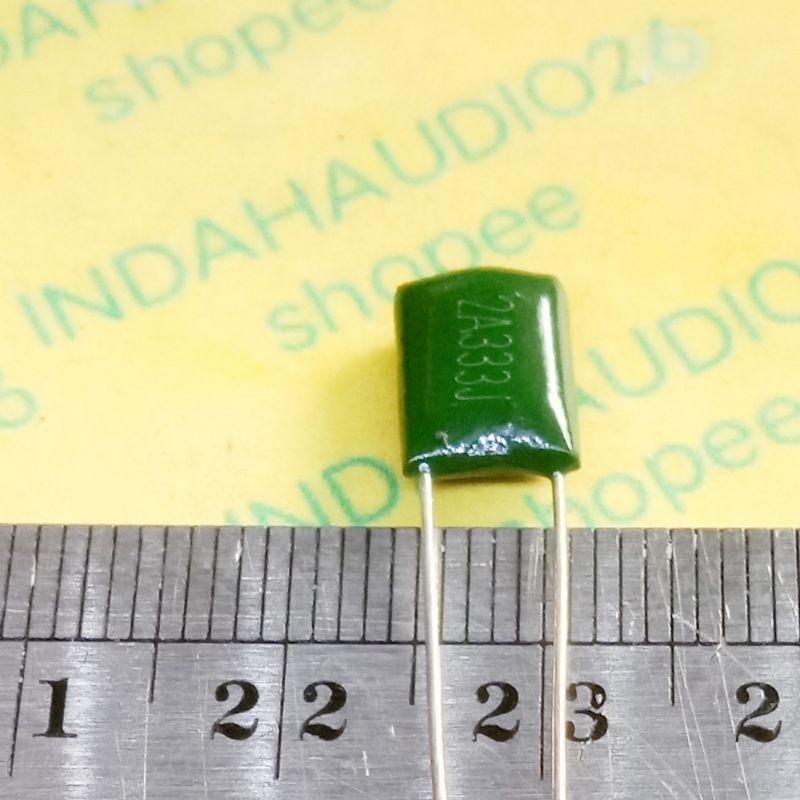333 100v 5mm 2A333J milar hijau 33n 33nf mylar kapasitor 333j 2a333j