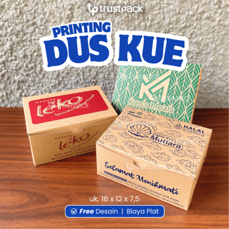 CUSTOM CETAK PRINTING DUS KUE 12x16 KRAFT / KOTAK KARDUS KUE / BOX / DUS SNACK