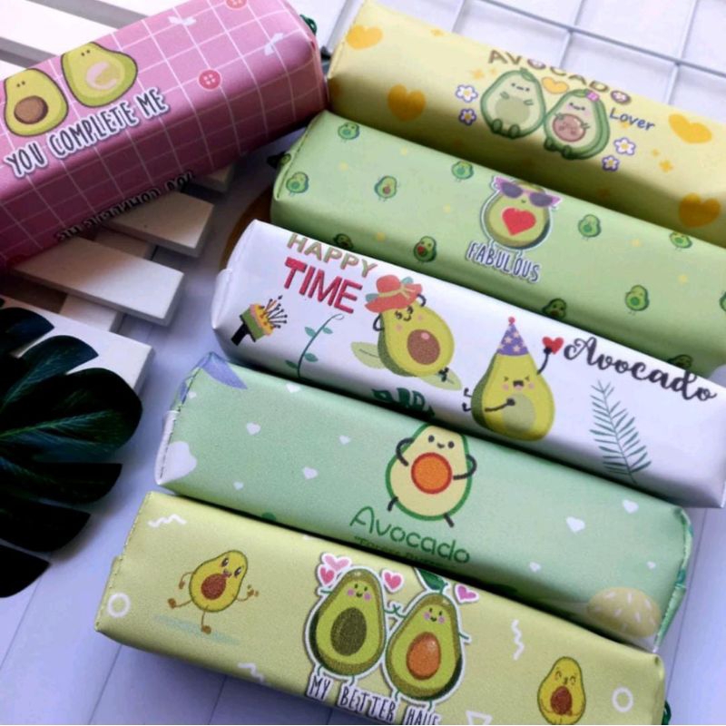 

kotak pensil Tempat Pensil zipper Motif Avocado