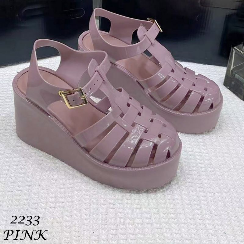 sepatu Sandal Wedges Wanita Hak 9Cm tinggi Jelly Import Kekinian