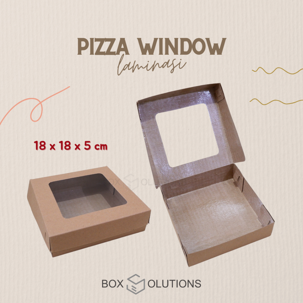 

dus kue / box pizza window kraft LAMINASI 18x18x5 cm - isi 10 pcs