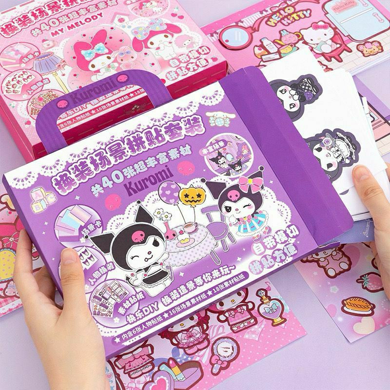 

￼【Penjual Lokal】9-in-1Kotak hadiah Alat tulis Sanrio / Set alat tulis Sanrio / kotak hadiah alat tulis KUROMI MELODY Set Buku Jurnal Stiker kartun