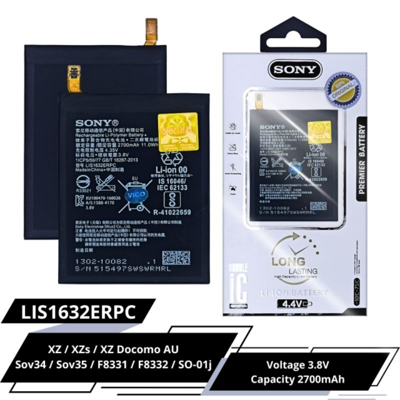 Baterai ORIGINAL Sony XPERIA XZS DOCOMO AU LIS1632ERPC XZ SOV34 SOV35 F8331 F8332 SO-01J SO 03J batt