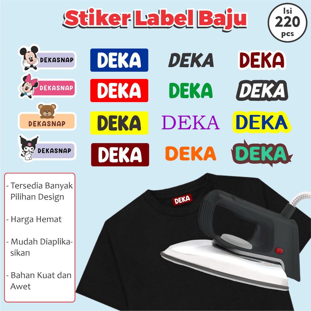 Stiker Label Nama Kain Baju | Stiker Kain Setrika | Label Nama Kain Custom | Stiker Nama DTF