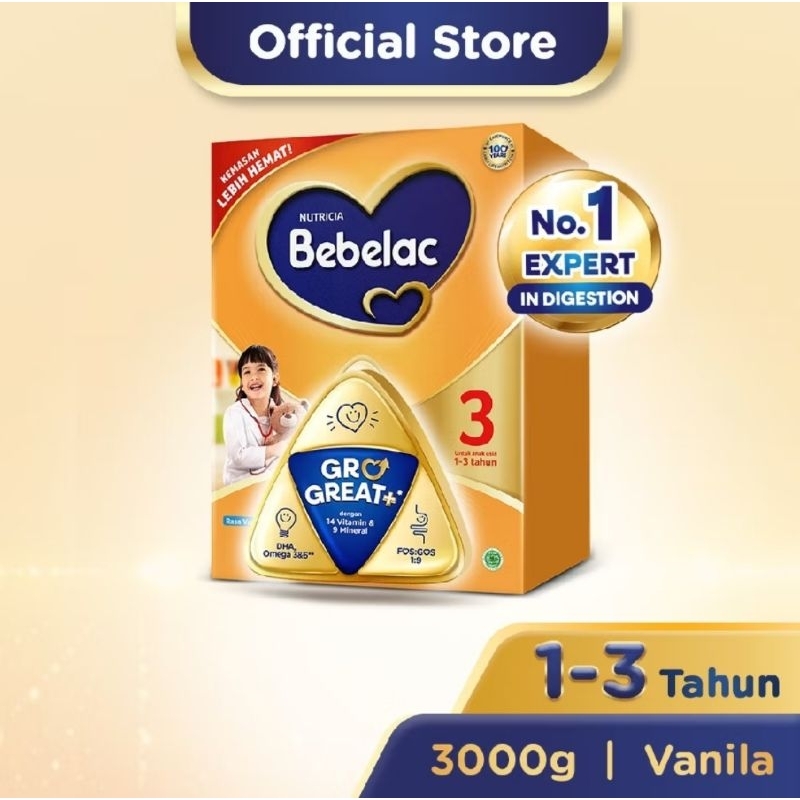 Luxelooks25 Bebelac 3 Vanilla Susu Pertumbuhan Bubuk 3000 Gr (Expired Date : Oktober 2026)