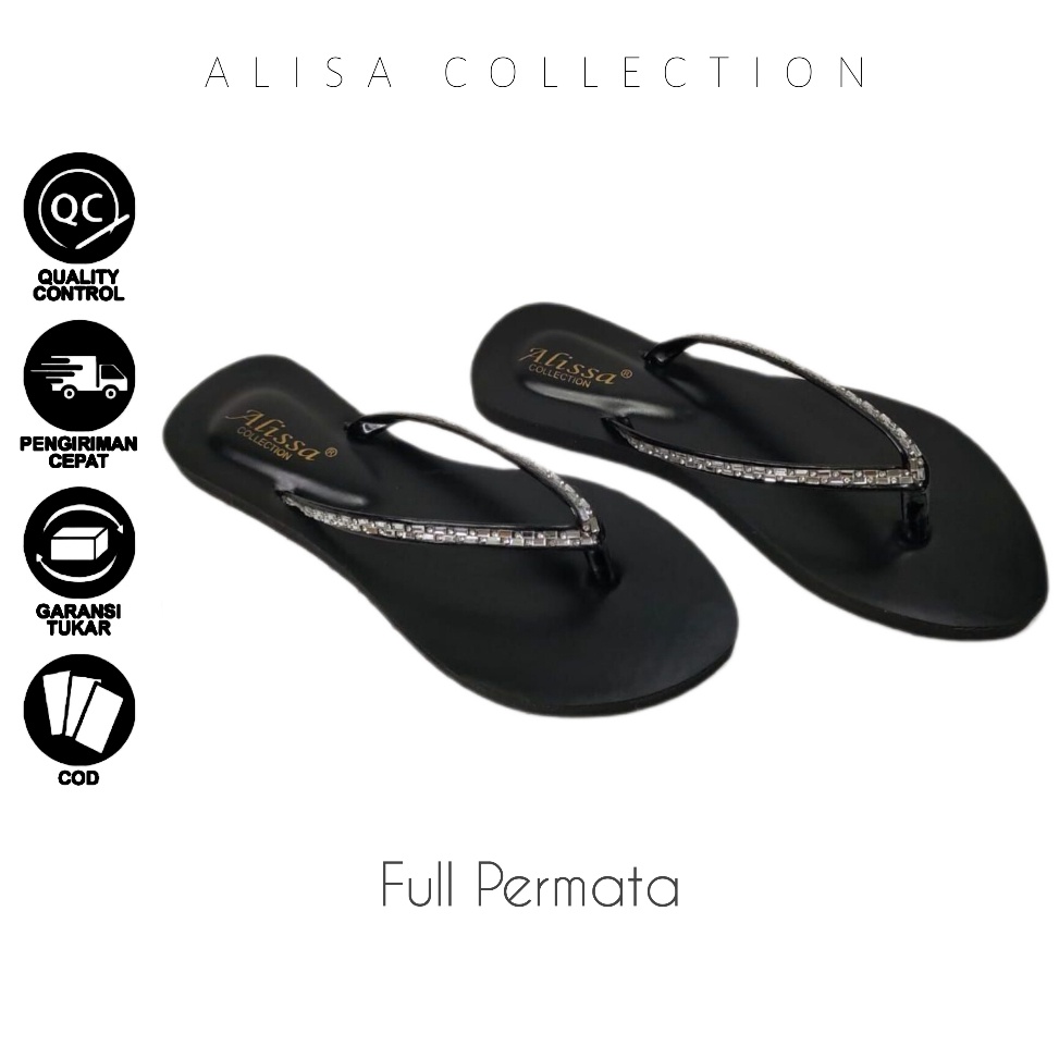 Terbaik Alisa  Sandal Jepit Full Permata Karet Wanita  Sendal Teplek Wanita Terbaru