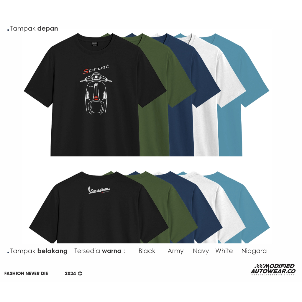 kaos vespa sprint matic 150 modified autowear vespa original tshirt baju pria vespa sprint matic