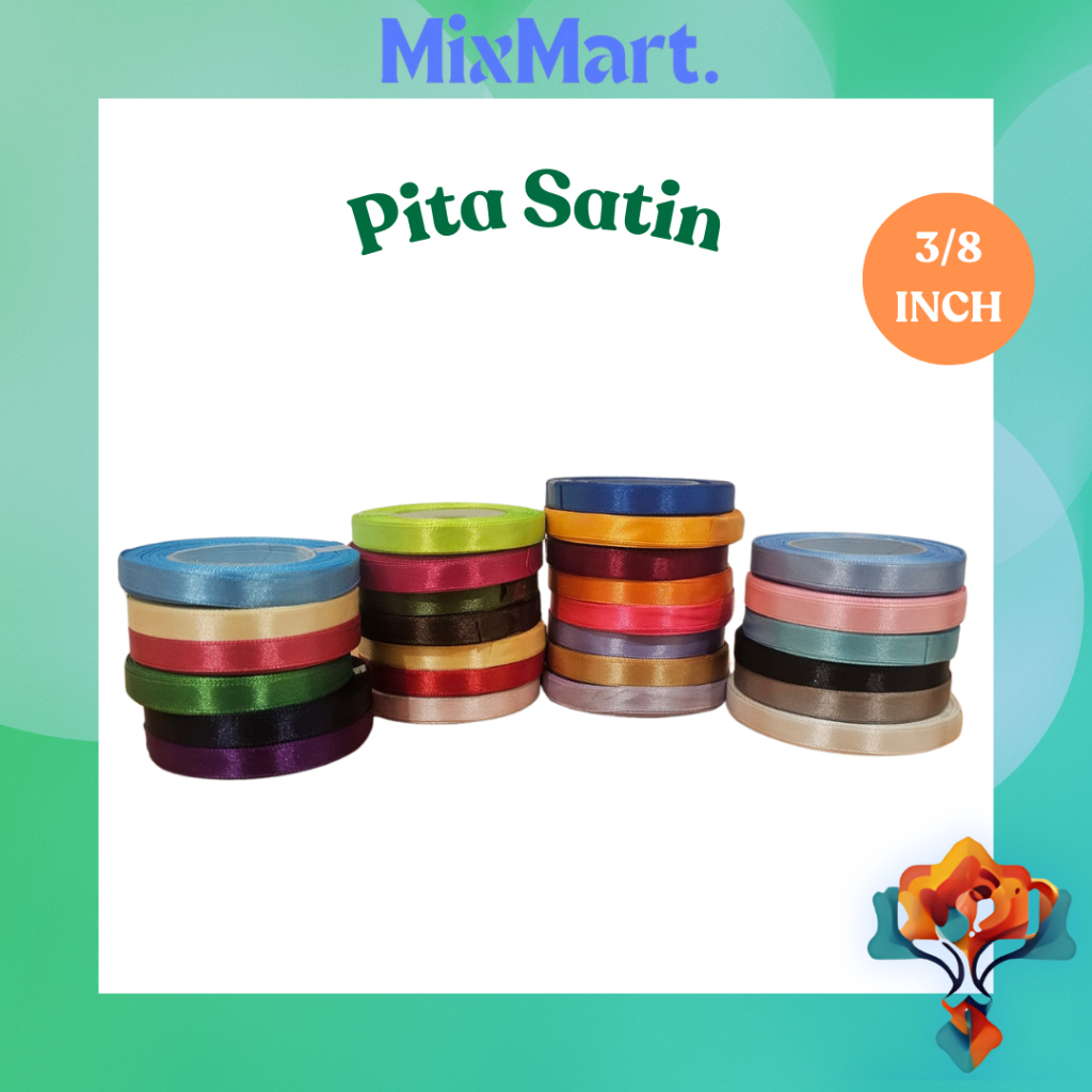 

Pita Satin 3/8 inch (1 cm) Import panjang 20 yard (18 meter)