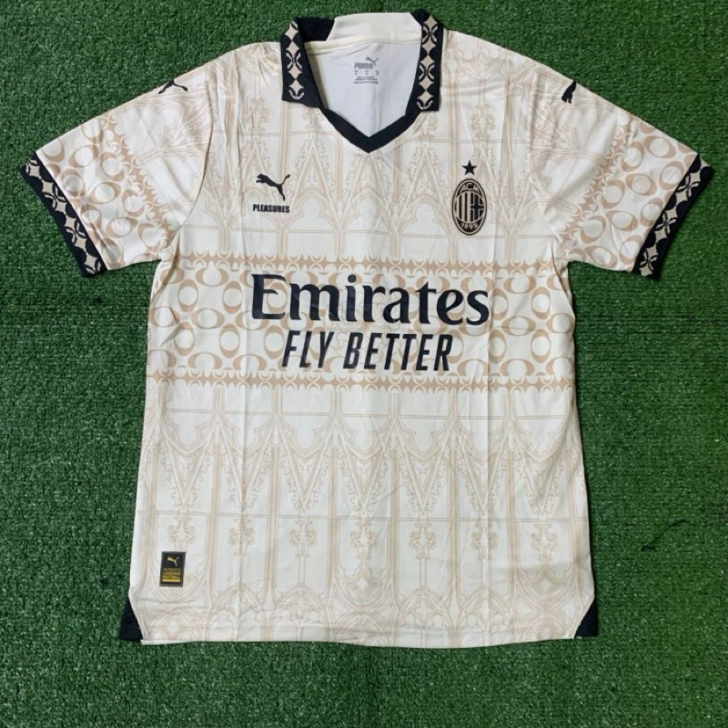 Fans jersey 4th ac milan cream dan hitam uk xl
