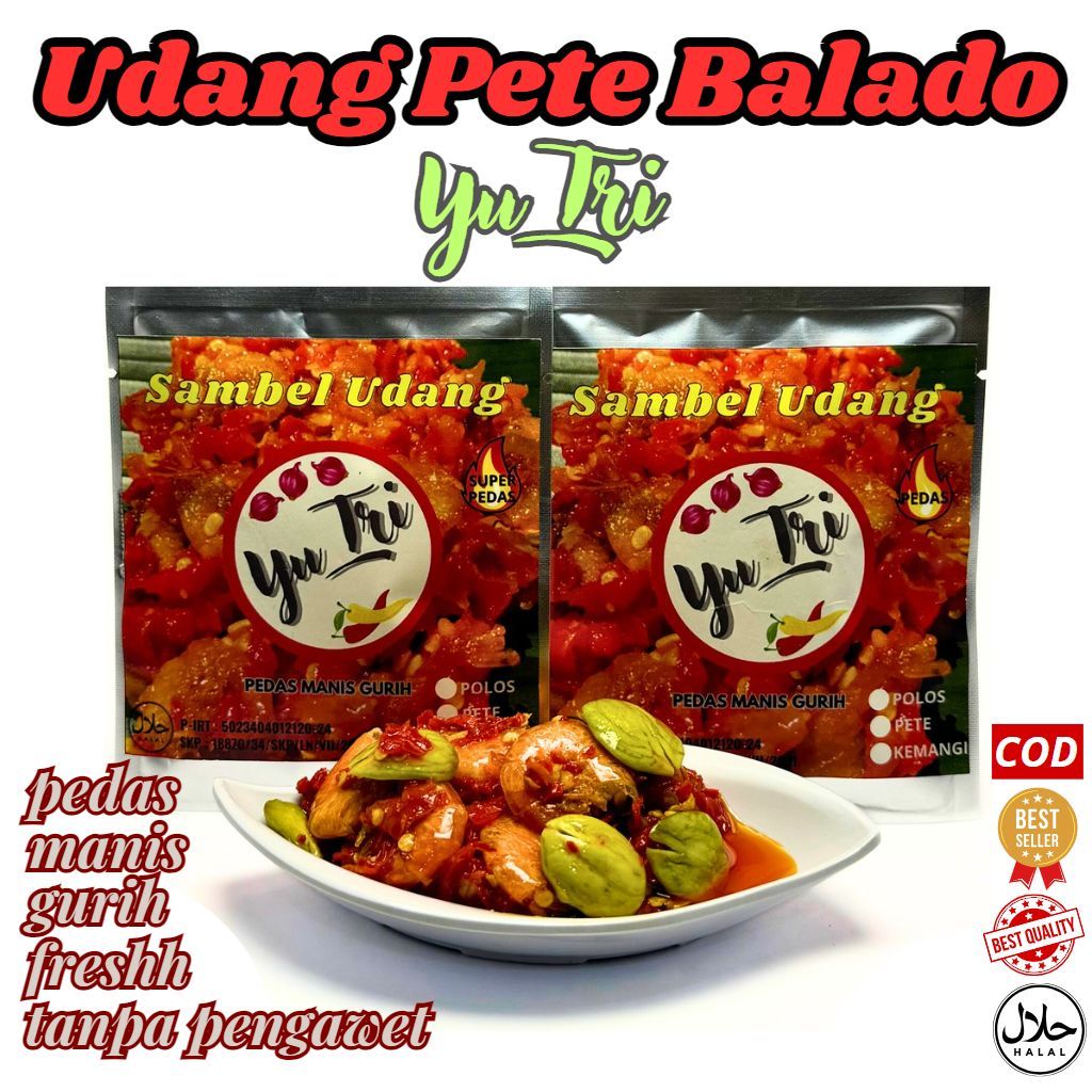 

UDANG PETE BALADO SAMBEL MERAH GURIH PEDAS MANIS FRESH TANPA PENGAWET PREMIUM 60 GR LAUK SACHET