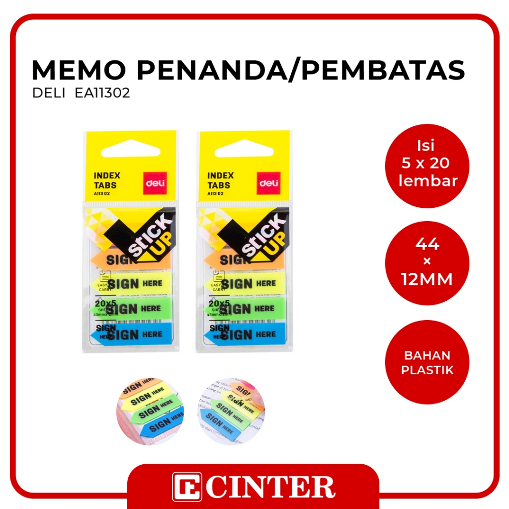 

DELI - Memo Stick Deli 44X12MM Sign Here 5X20 Sheet EA11302