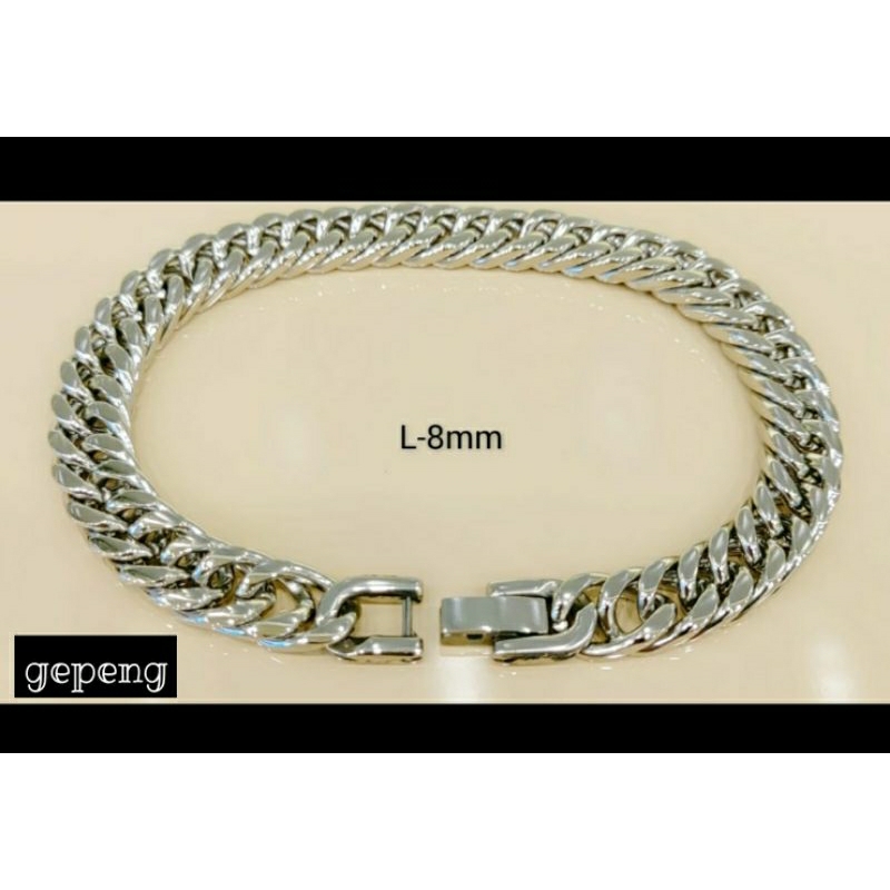 GELANG RANTAI SILVER PANJANG 22CM//GELANG PRIA WANITA TITANIUM ANTI KARAT
