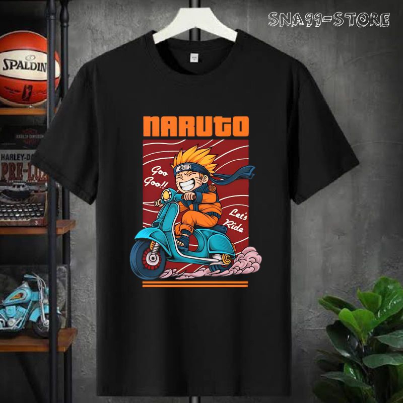 Kaos Vespa Scooter Tshirt Anime Naruto Original Cotton Combed 24s Jetblack
