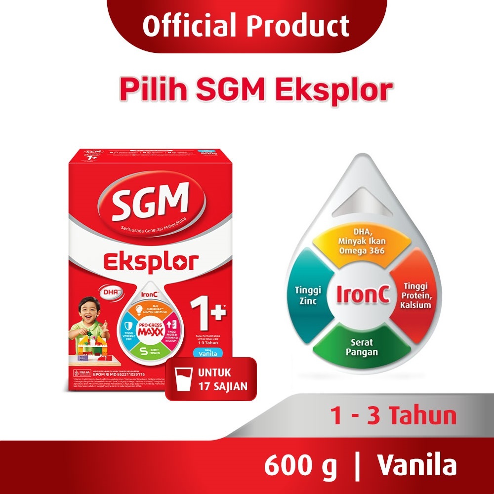 

Susu SGM Eksplor 1+ Pro-Gressmaxx Vanilla Susu Pertumbuhan 1-3 Tahun 600G