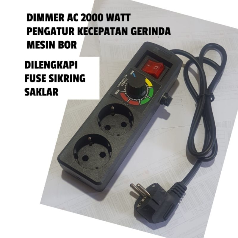 AEBRAND DIMMER AC 2000 WATT + FUSE SIKRING - PENGATUR KECEPATAN GERINDA MESIN BOR DINAMO GERINDA - S