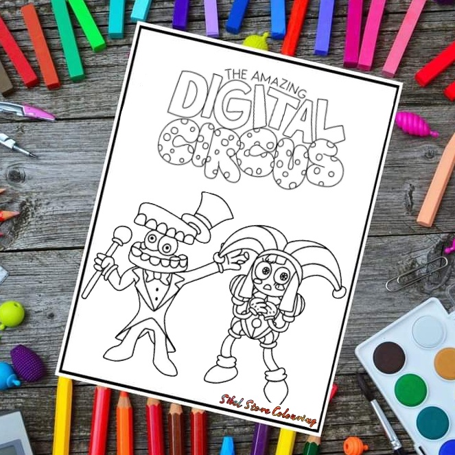 

PRODUK TERBARU Kertas Mewarnai Gambar Anak Tema Digital Circus Kertas Brief Card