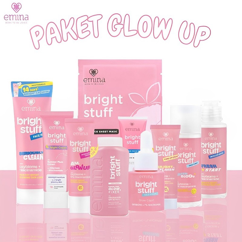 Emina Bright stuff series/face wash/moisturizer cream/serum/toner