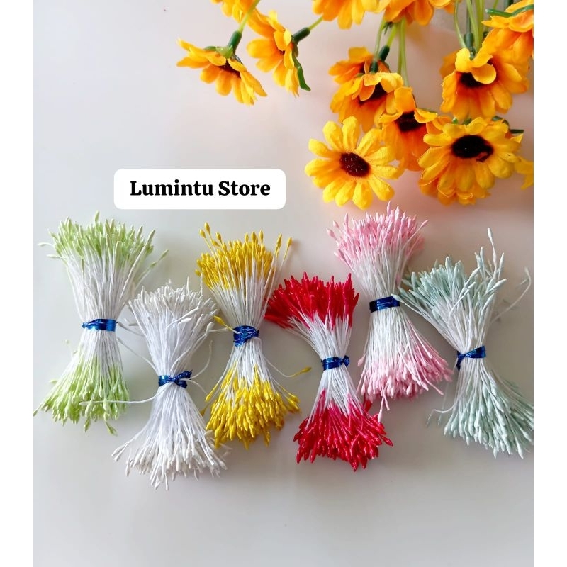 1 ikat Putik bunga artificial bahan craft - putik sari mini glossy - putik bunga hias - putik sari m