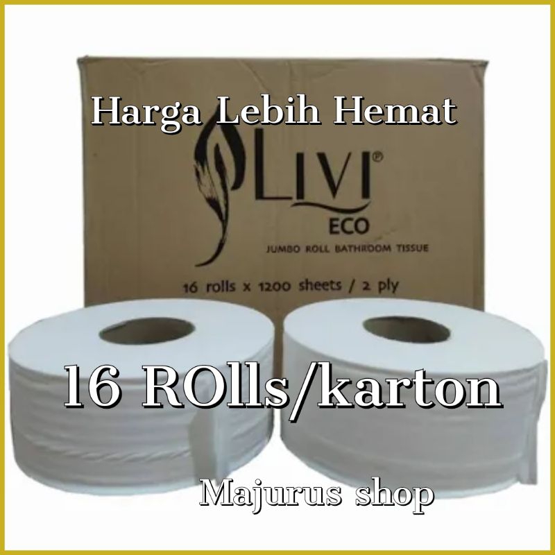 OJEK-[Paket 1DUS]-Livi JUMBO JRT -Eco Tissue Toilet Roll Jumbo JRT / Tissue Gulung Jumbo 1200s