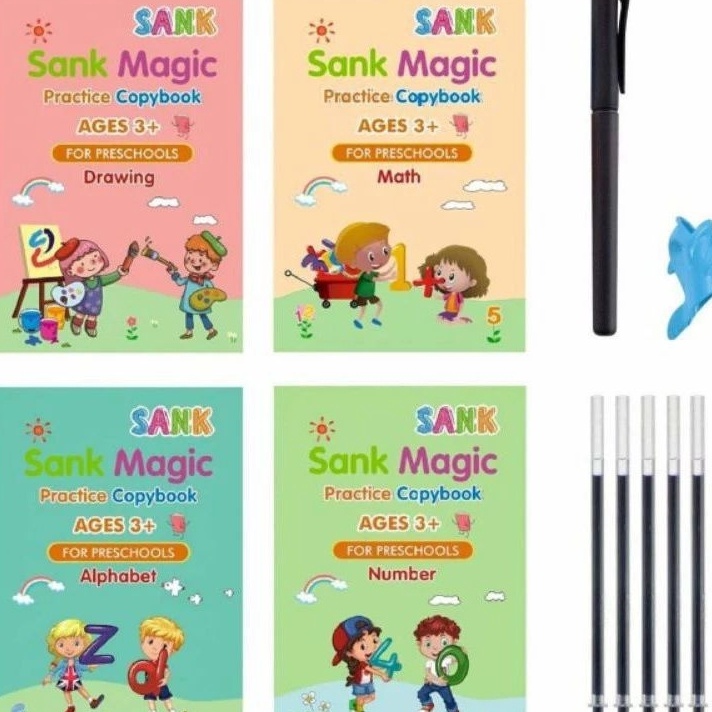 

TERJAMIN BAGUS SANK MAGIC BOOK SET BUKU BELAJAR MENULIS BUKU TINTA DI HAPUS 4 IN 1