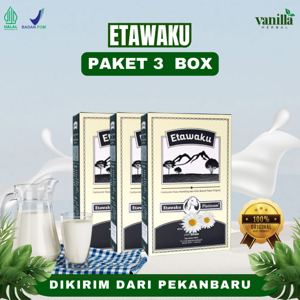 

PAKET 3 BOX ETAWAKU | Platinum Original 100% Susu Kambing Etawa Rendah Lemak dan Gula Membantu Mengatasi Masalah Kolesterol dan Nyeri Sendi Dikirim Dari Pekanbaru