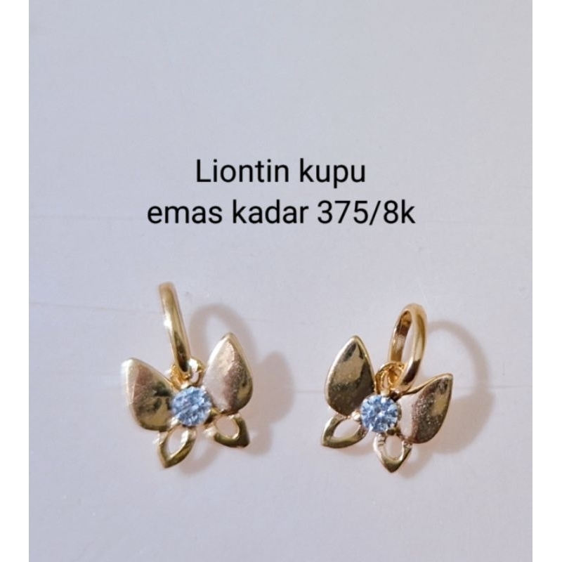 Liontin kupu emas kadar 375/8k