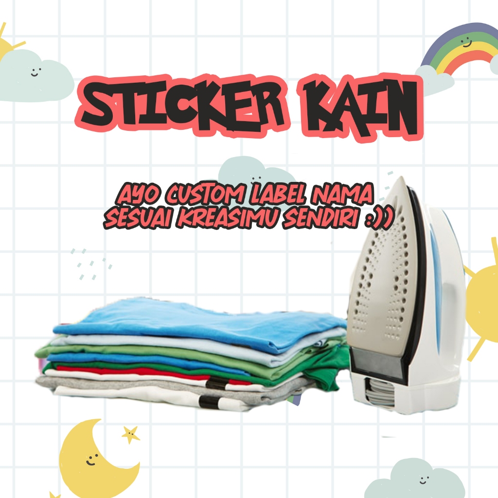 

1 HARI JADI ) - 50 pcs Stiker Kain custom Nama Sablon Setrika