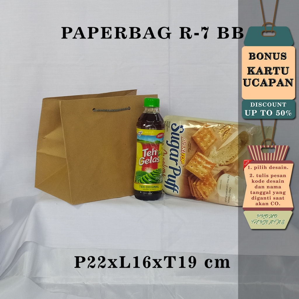 

PAPERBAG| TAS KERTAS| TAS HAJATAN| BONUS KARTU UCAPAN| UK R-7 BB COKELAT POLOS UK P22 X L16 X T19 CM