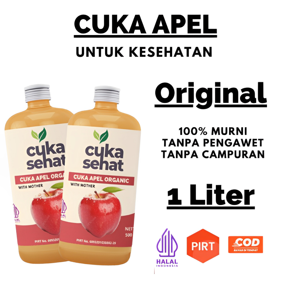 

CUKA APEL 1 LITER ORIGINAL WITH MOTHER PREMIUM 100% ORGANIK CIDER VINEGAR
