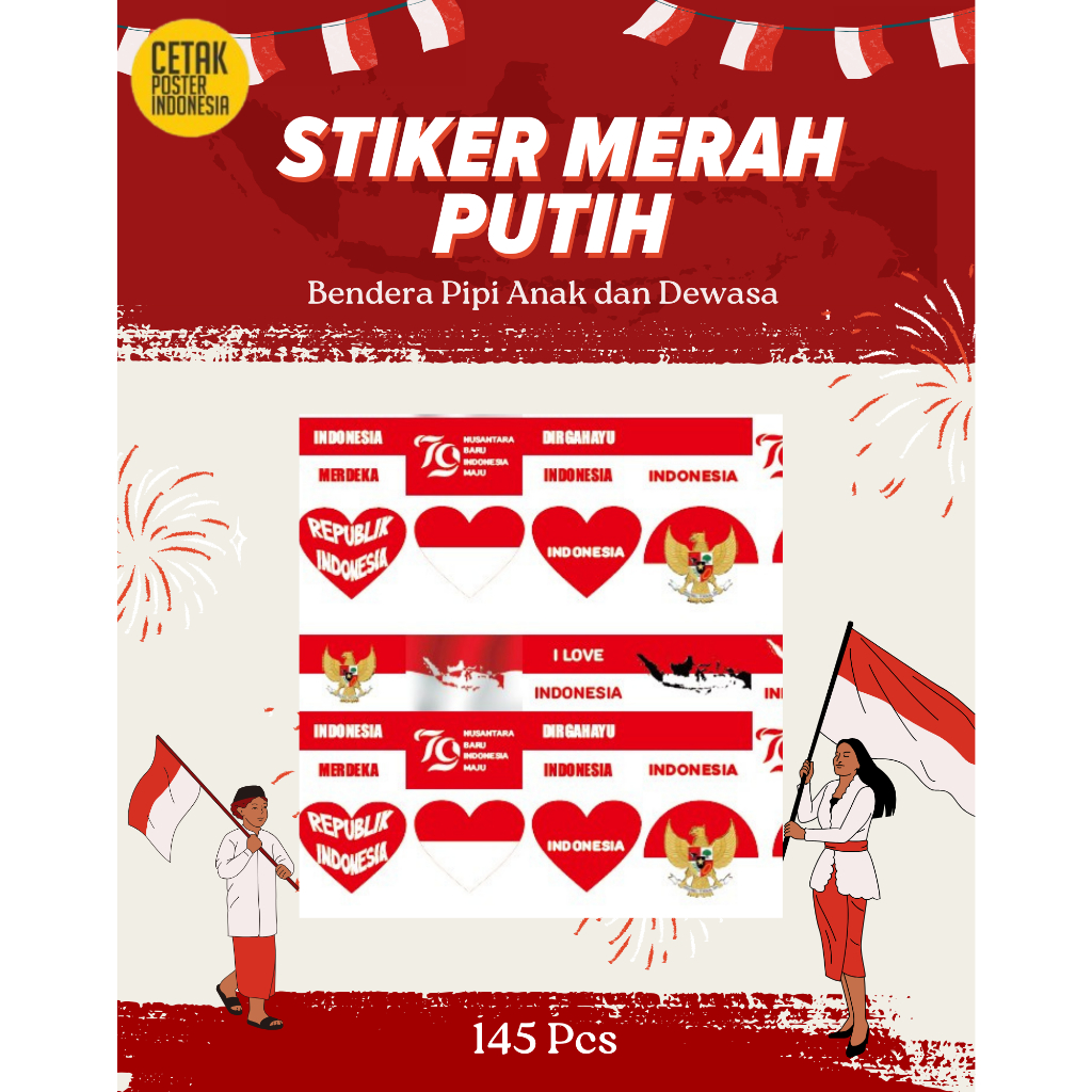 

[145Pcs] Sticker HUT RI Bendera Merah Putih | Sticker Kemerdekaan Indonesia