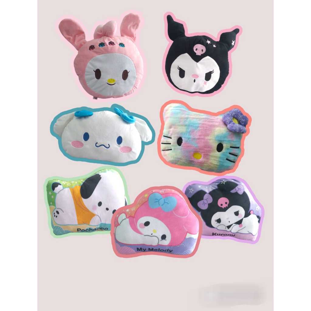 Mainan Boneka Bantal Kepala Anak Karakter & Boneka Bantal Hello Kucing Kitty Rainbow Jumbo