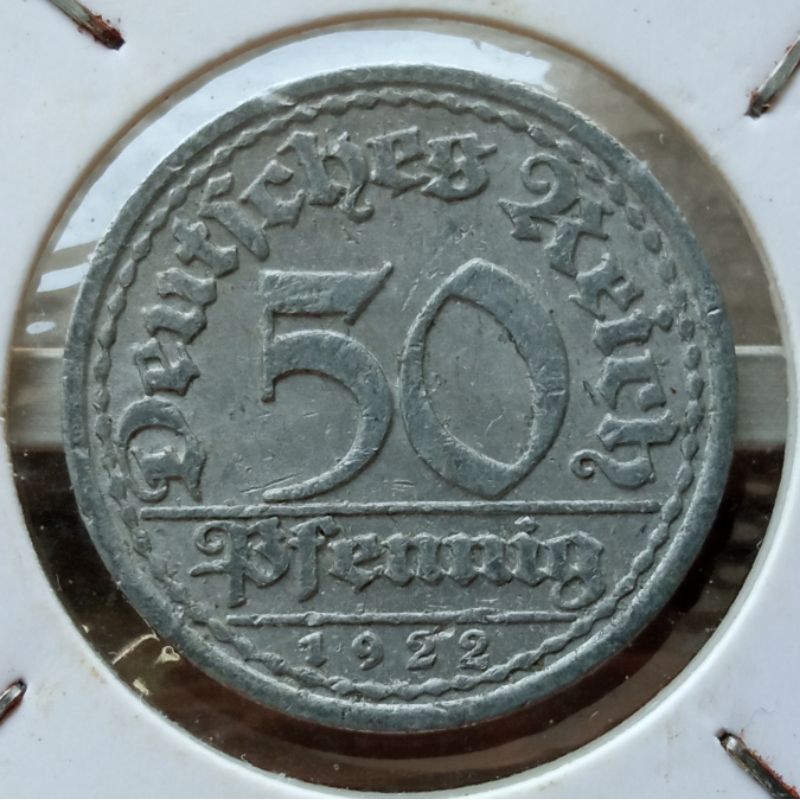 Uang Koin Kuno Jerman Weimar Republik 50 Pfenning 1919-1922 (tahun acak)