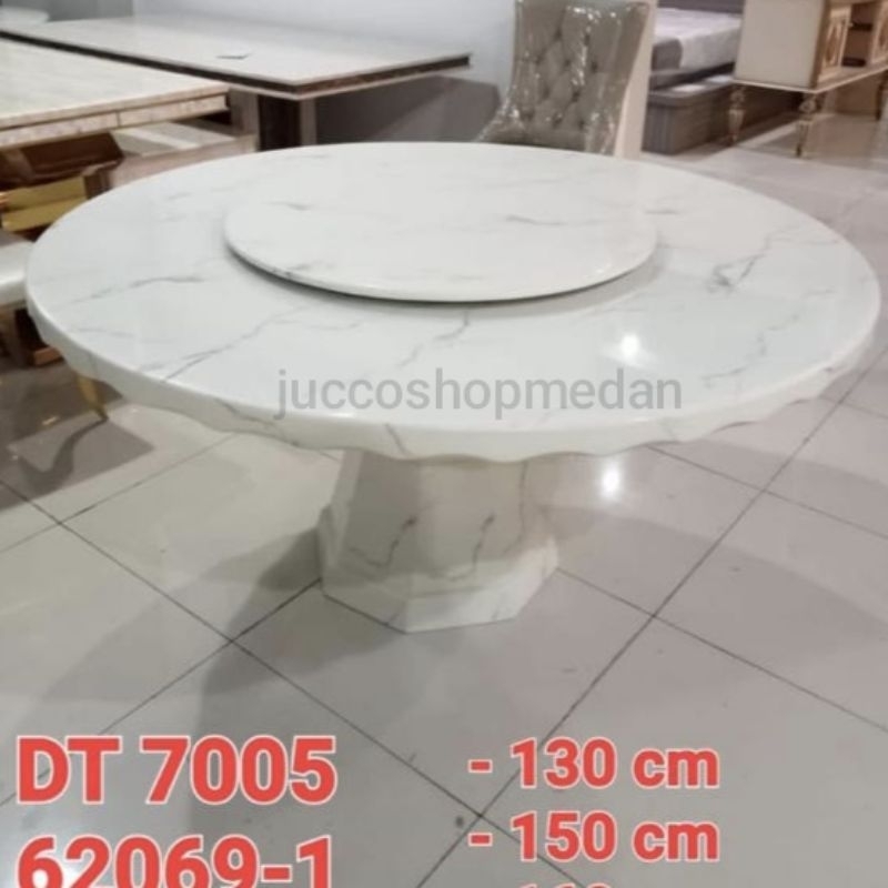 Meja Makan Marmer 150cm - Meja Makan bulat marmer murah - Meja Bulat Marmer  import - Medan